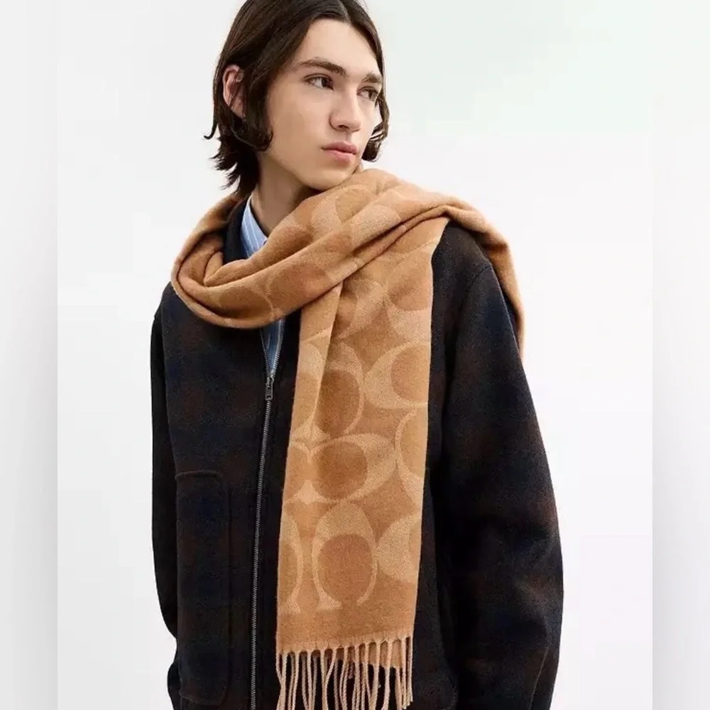 NWT Coach Signature Scarf Camel CU807